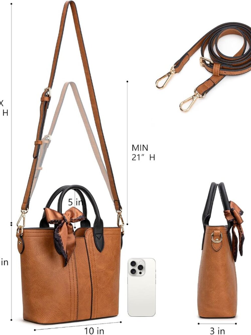 Tote Bags for Women Crossbody Purses Cute Satchel Handbag with Detachable Strap - Picture 5 of 7
